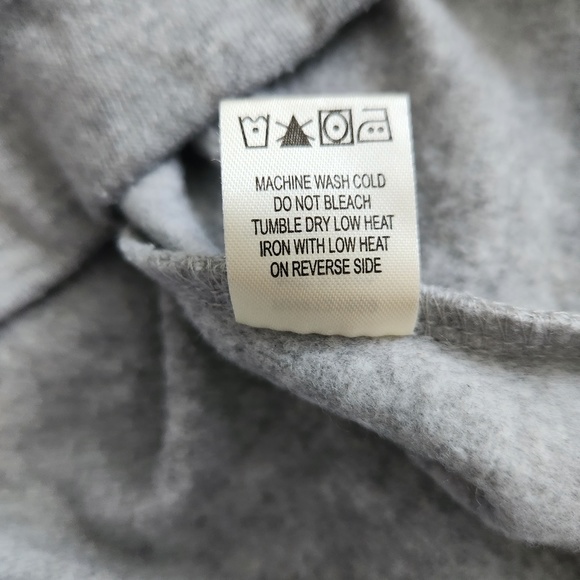 Mixed Media Bell Sleeve Sweatshirt Gray Blue Stripe Gray Sweater Medium - Picture 10 of 12